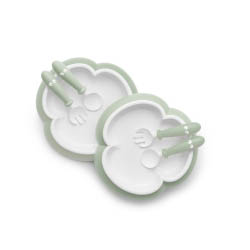 Baby-Plate--Spoon-and-Fork---Powder-Green--2-pack